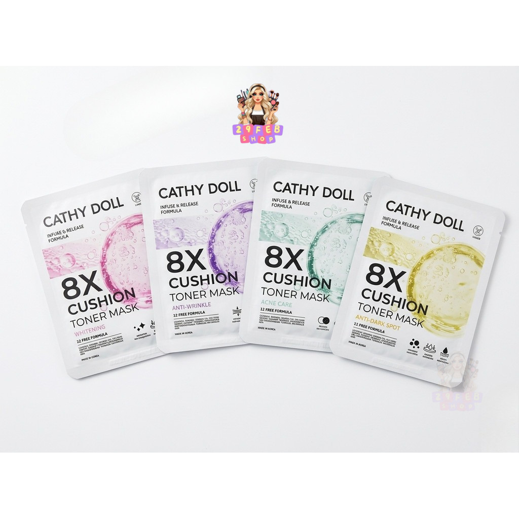 (1ซอง) Cathy Doll 8X Cushion Toner Mask เคที่ดอลล์ 8เอ็กซ์คุชชั่นโทนเนอร์มาสก์ 25g.💓