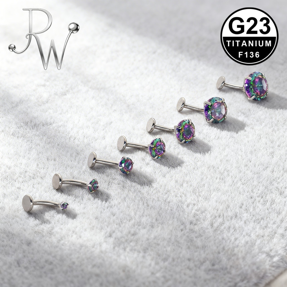 G23 แท่ง titanium steel สำหรับเจาะท้องและหู เคลือบคริสตัล ขนาด 14G และ 16G