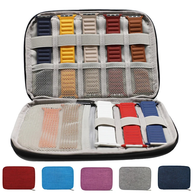 สายรัดกล่องแสดงพร้อมสายคล้องมือสําหรับ apple Watch 7 Band series 6 5 Smart Watch Storage Case สําหรั
