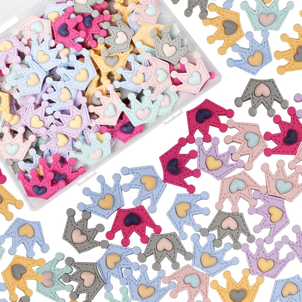 มงกุฎเรซิ่นน่ารัก 50 ชิ้น หลากสี สำหรับตกแต่ง (ขนาด 1.8"x0.87")