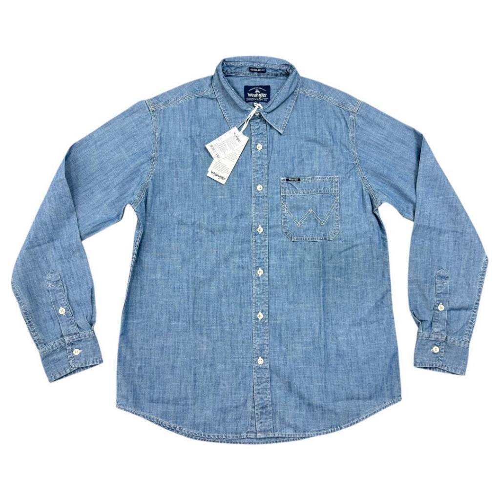 (XXL อก 47 นิ้ว) สุดหล่อ  Wrangler เชิ้ตยีนส์ชายแขนยาว สียีนส์อ่อน ผ้าไม่ยืด ใส่สบาย  ของแท้จากช็อป