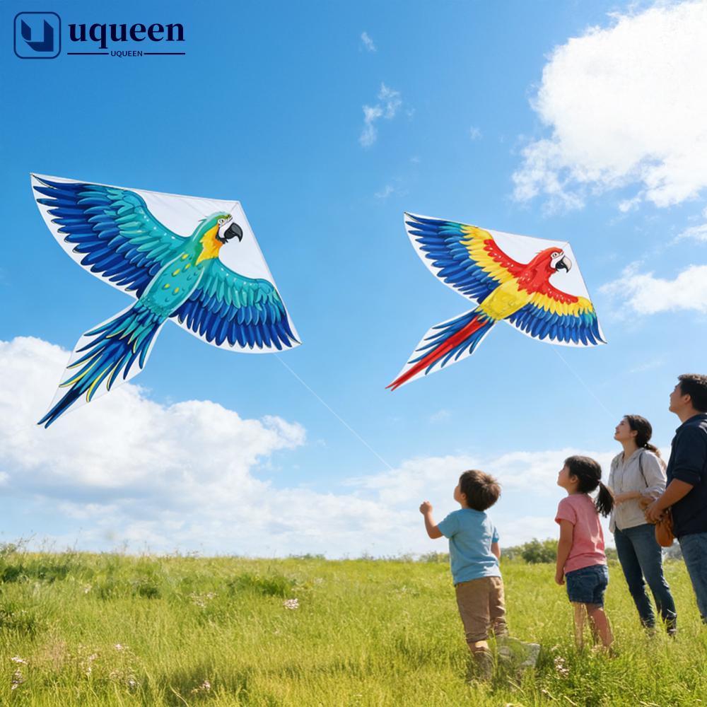 UQUEEN ขนาดใหญ่ 143 ซม.Parrot Delta Kite Easy Fly สําหรับเด็กผู้ใหญ่ชายหาดกลางแจ้งของเล่น Bird Kite 