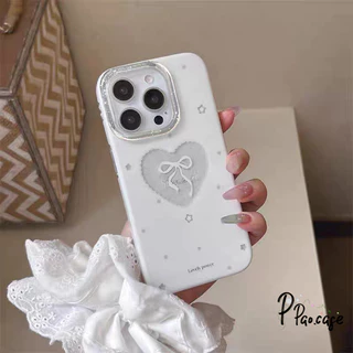 เคสไอโฟน13 16 17เคสชิมเมอร์หัวใจโบว์ป้องกันสงกรานต์ สำหรับ IPhone 17 16 12 13 15 11 14 Pro Max XR X XS 7 8 16 15 14 Plus
