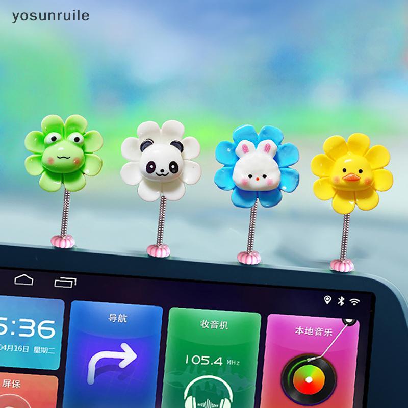 Yosunruile] น่ารักเขย่า Bobble หัวดอกไม้เครื่องประดับตกแต่งภายในรถดอกไม้ตกแต่งภายในรถน่ารัก Floret อุปกรณ์ตกแต่งใหม่