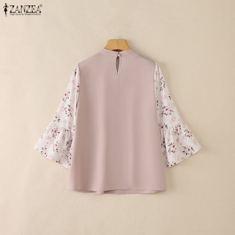 ZANZEA เสื้อเบลาส์ลายดอกไม้สำหรับปาร์ตี้ สไตล์ลำลองสำหรับผู้หญิง ราคา ถูกที่สุด ดีลบีเคเค แกลเลอรีภาพที่ 8