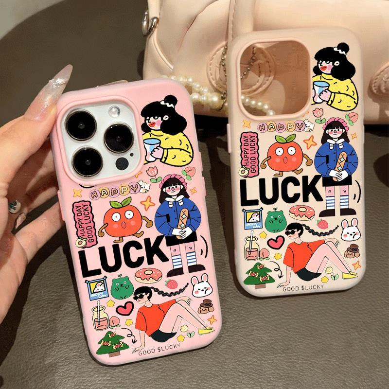 การ์ตูนนําโชคเหมาะสําหรับเคสโทรศัพท์ iPhone 17/15 Pro Max 2 in 1