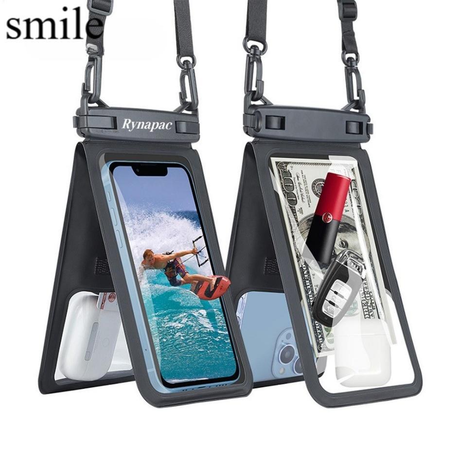 กระเป๋าใส่โทรศัพท์กันน้ําแบบ Double Space – กระเป๋าแห้งหน้าจอสัมผัส IPX8 พร้อมเชือกคล้องคอ, เคสใต้น้