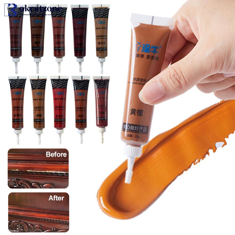OKCATZONE ซ่อมเฟอร์นิเจอร์ครีมประตู Crack ไม้ Crack ตู้ Scratch Nail Filler Remover ง่ายต่อการวางสี-