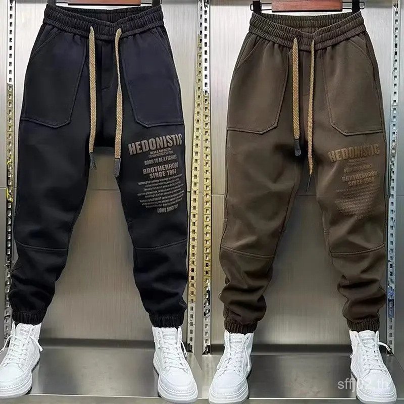 กางเกง Cargo สไตล์เกาหลีสำหรับชาย แบบ Baggy Sweatpants เหมาะสำหรับออกกำลังกาย แต่งตัวแนว Hip Hop และ