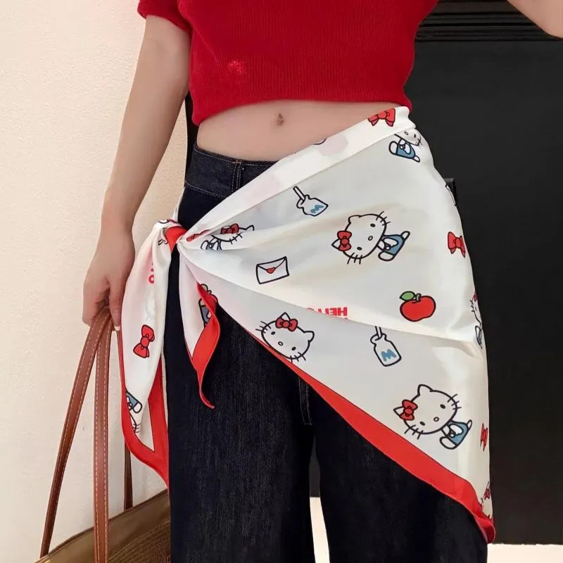 Milyfashion HelloKitty ม่านผายลมหลายชั้น ทำจากผ้าพันคอไหม ออกแบบสำหรับฤดูร้อน พิมพ์ลายHelloKitty รหัส17KH