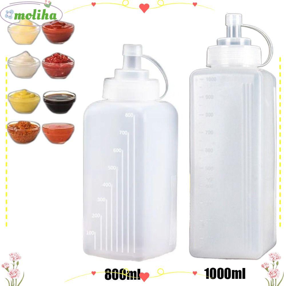MOLIHA 800/1000ml ขวดเครื่องปรุงรส,ขวดบีบซอส PE กันฝุ่น,ขวดจ่ายอุปกรณ์ครัวขนมหวานความจุขนาดใหญ่