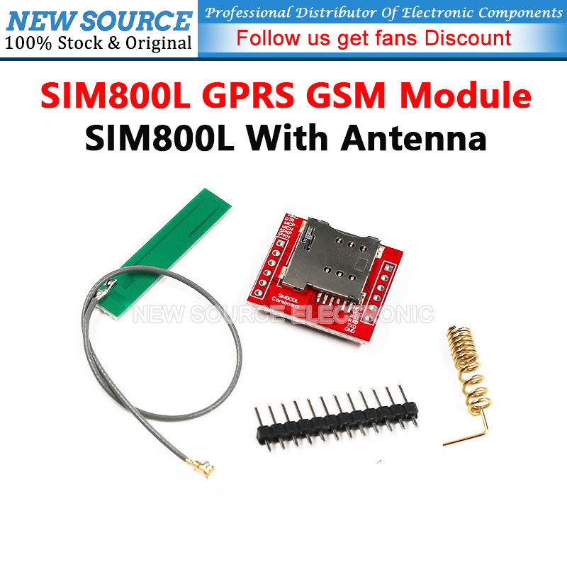 [1 ชิ้น]SIM800L GPRS GSM โมดูล Micro SIM การ์ด Core Quad-band TTL Serial Port เสาอากาศ PCB ไร้สาย WI