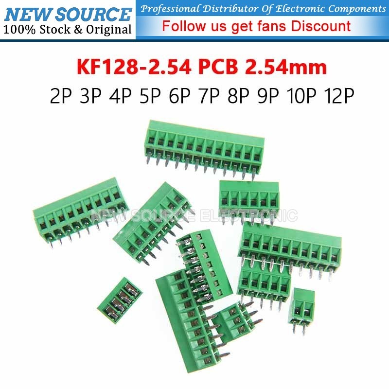 [2-10 ชิ้น] KF128-2.54 PCB สกรู Terminal 2P 3P 4P 5P 6P 7P 8P 9P 10P 12P 2.54 มม.ขั้วต่อบล็อกเทอร์มิ