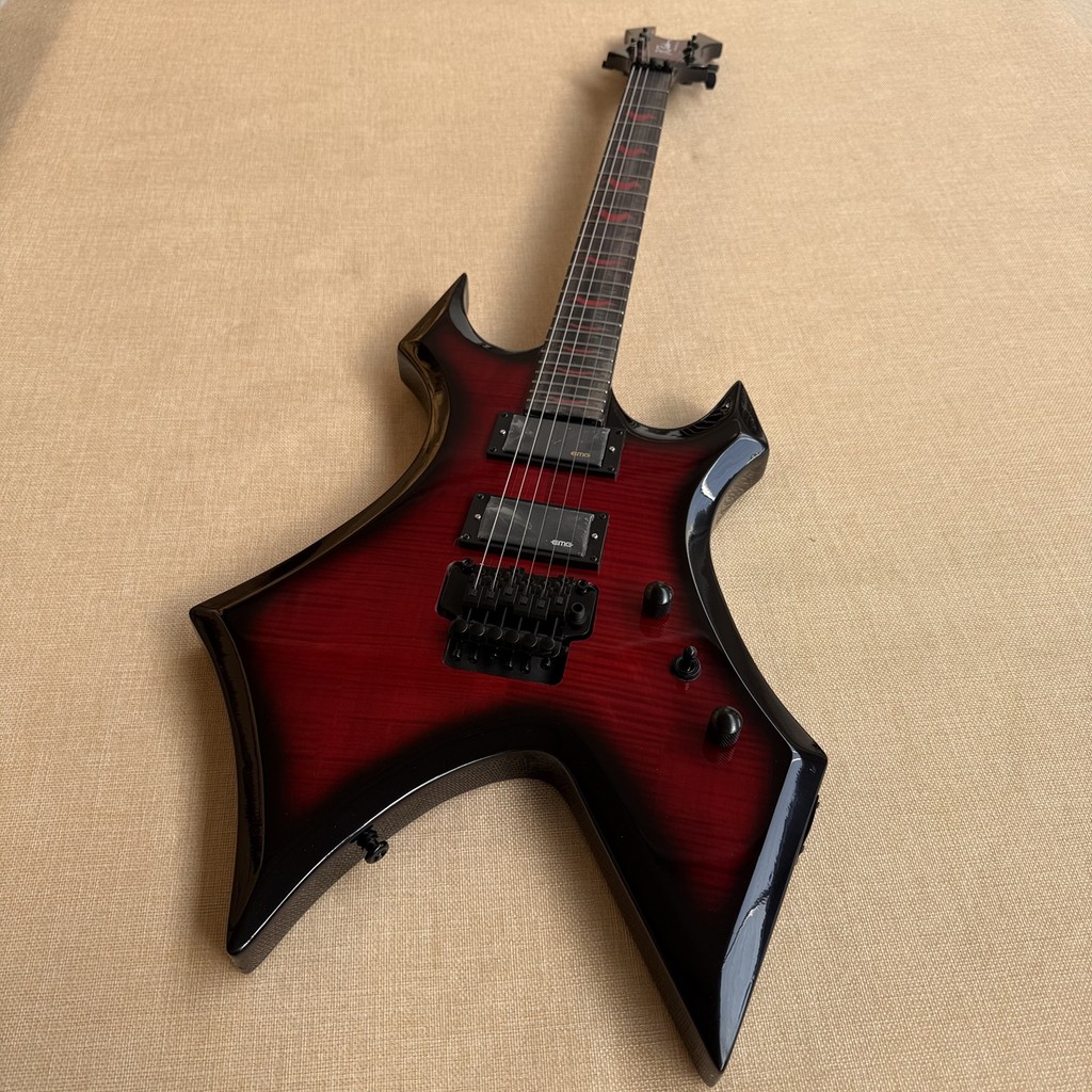 BC RICH MK3 Warlock กีตาร์ไฟฟ้าสีดํา Bevel Active EMG รถกระบะ Tremolo Bridge กีตาร์คุณภาพสูง Profess