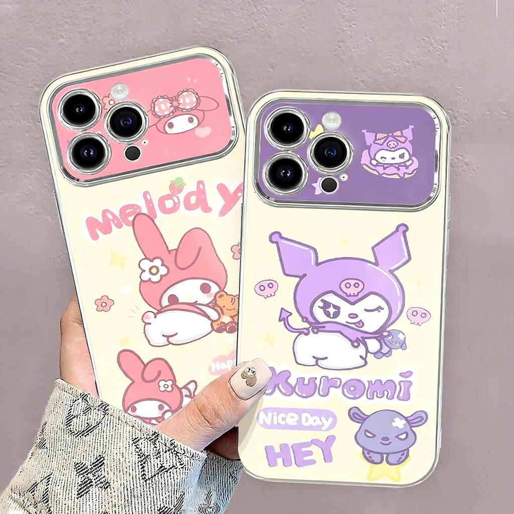 เคสโทรศัพท์ลายคุโรมิ ใช้ได้กับ iPhone 11/12/13/14/15Pro/17Pro/16ProMax, X/MAX/XR, 7/8Plus คุณภาพสูง ช่องมองภาพขนาดใหญ่