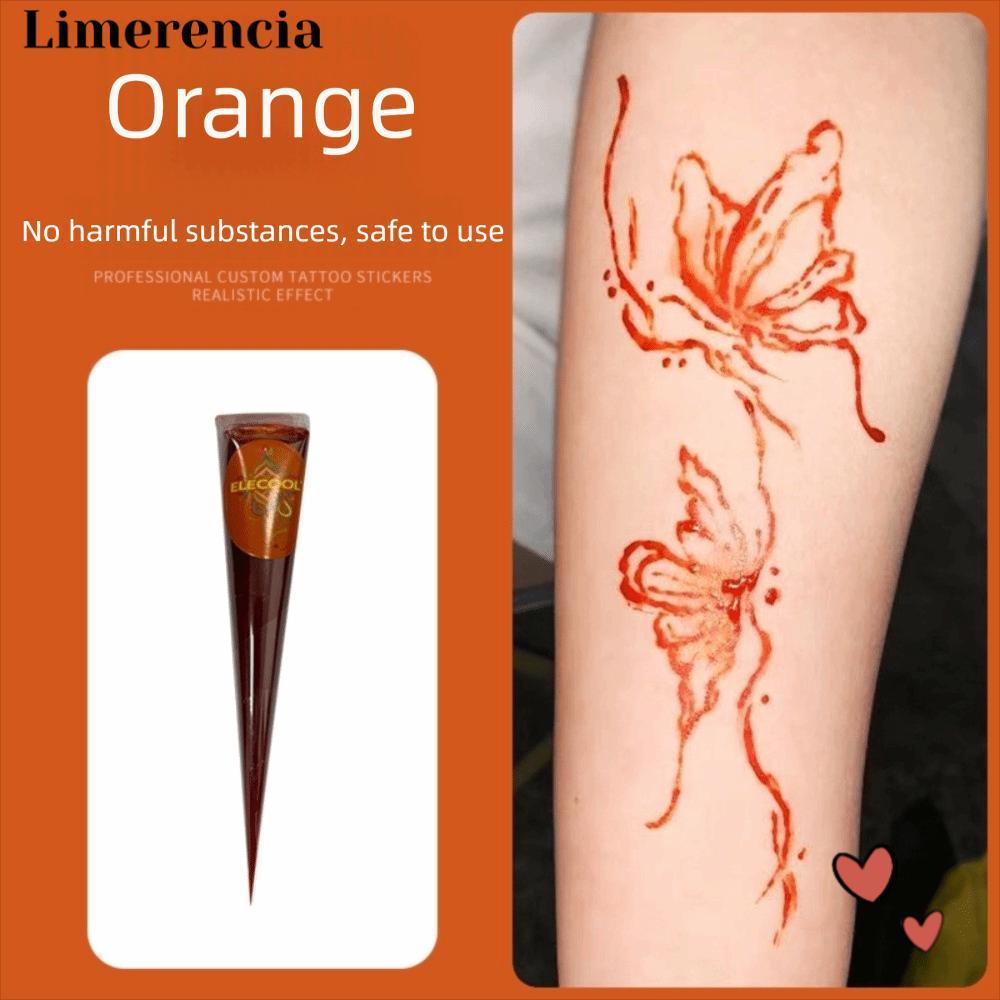LIMERENCIA Henna Tattoo Cream, สีดําสีน้ําตาลชั่วคราว Henna Paste Cone, Tattoo Cream กึ่งถาวรใช้งานง