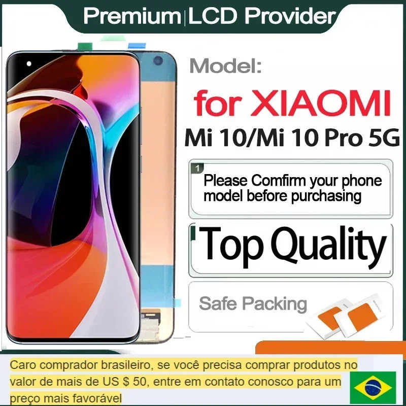 ต้นฉบับทุกฟังก์ชั่น LCD สําหรับ Xiaomi MI 10 5G, จอแสดงผลหน้าจอสัมผัส, M2001J2G, M2001J2I, Mi 10 Pro