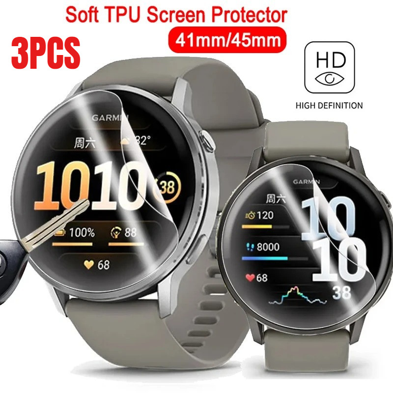 3 ชิ้น Ultra HD Hydrogel Soft ฟิล์มสําหรับ Garmin Venu 4 X1 3S 3 2S 2 45 มิลลิเมตร 41 มิลลิเมตร Plus Clear สมาร์ทนาฬิกาป้องกันหน้าจอสําหรับ Garmin Venu SQ 2 จุดลาย Anti-Glare Soft ฟิล์ม