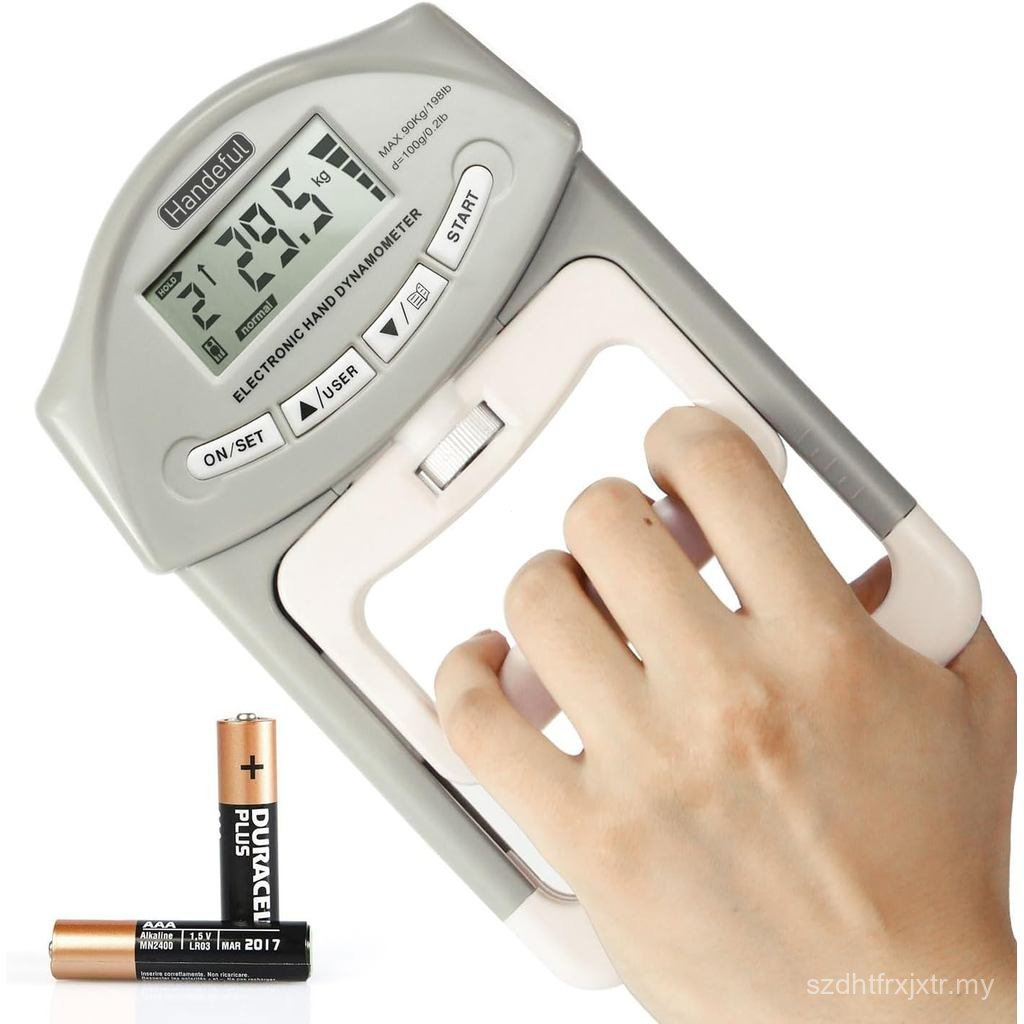 Handeful Grip Strength Tester, Hand Grip Dynamometer (198Lbs / 90Kgs), การทดสอบด้ามจับอิเล็กทรอนิกส์