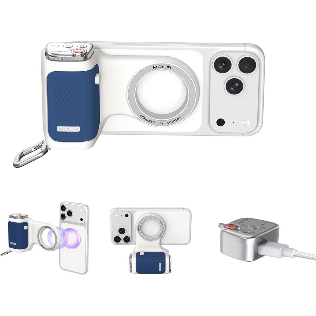 COMITOK MOCA iPhone 17 Pro Camera Grip ไม่ต้องใช้ App สําหรับ iOS26, ใช้งานร่วมกับ iOS17 และ iOS18, 