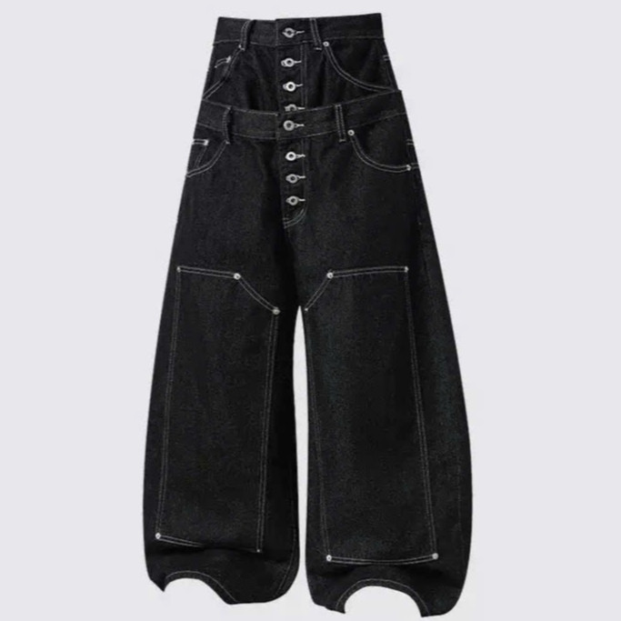ZBM _ DOUBLE-Waist RAW DENIM PANTS / RDW DOUBLE RAW DENIM PANTS
