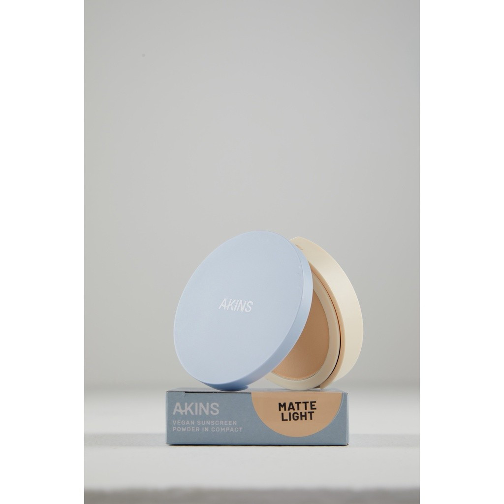 AKINS VEGAN SUNSCREEN POWDER IN COMPACT SPF50 PA++++ แป้งกันแดด แบบกันน้ำ และแบบไม่กันน้ำ ของแท้ 100