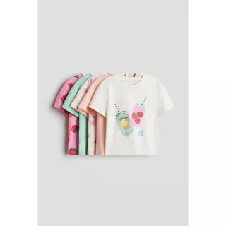 H&M(เอชแอนด์เอ็ม) เสื้อยืดคอตตอน 5 ตัวชุด เด็กผู้หญิง 1320923_4