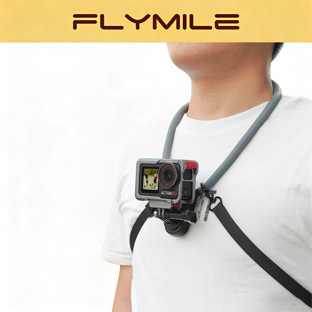 Flymile คอสําหรับ DJI Osmo 360/2/Action 6/5 Pro/4/3/Insta360 Ace Pro 2/X6/X5/X4/X3/Go Pro อุปกรณ์เสริม Quick Release POV คอผู้ถือสายรัดหน้าอกแฮนด์ฟรี Vlogging