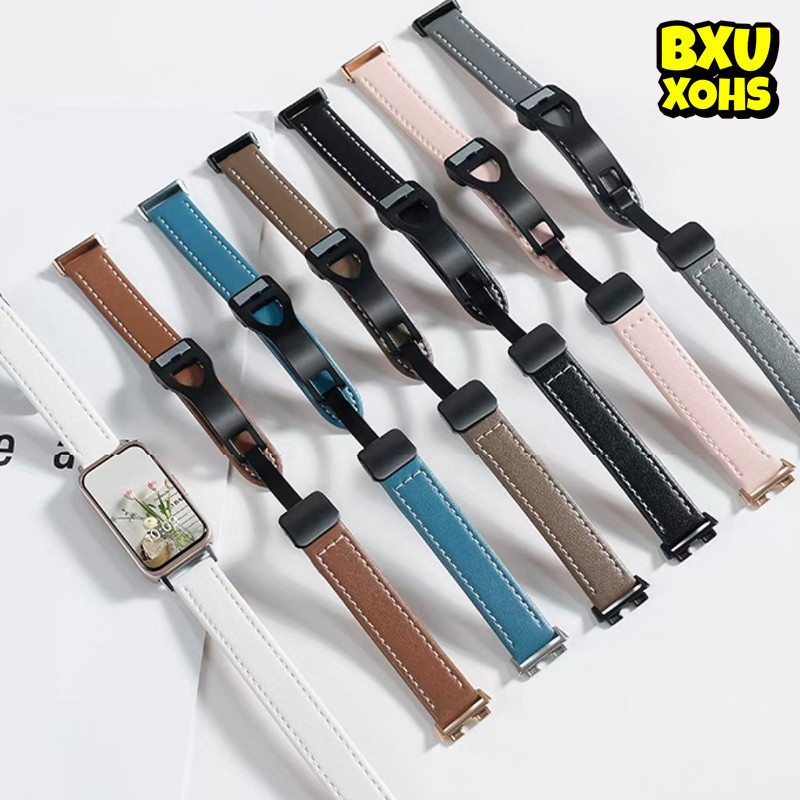 สายหนัง for Huawei Band 11 11pro 10 9 8  for Huawei Band 10 9 8 NFC อุปกรณ์เสริมสร้อยข้อมือสายพานแม่เหล็กกีฬาอ่อน