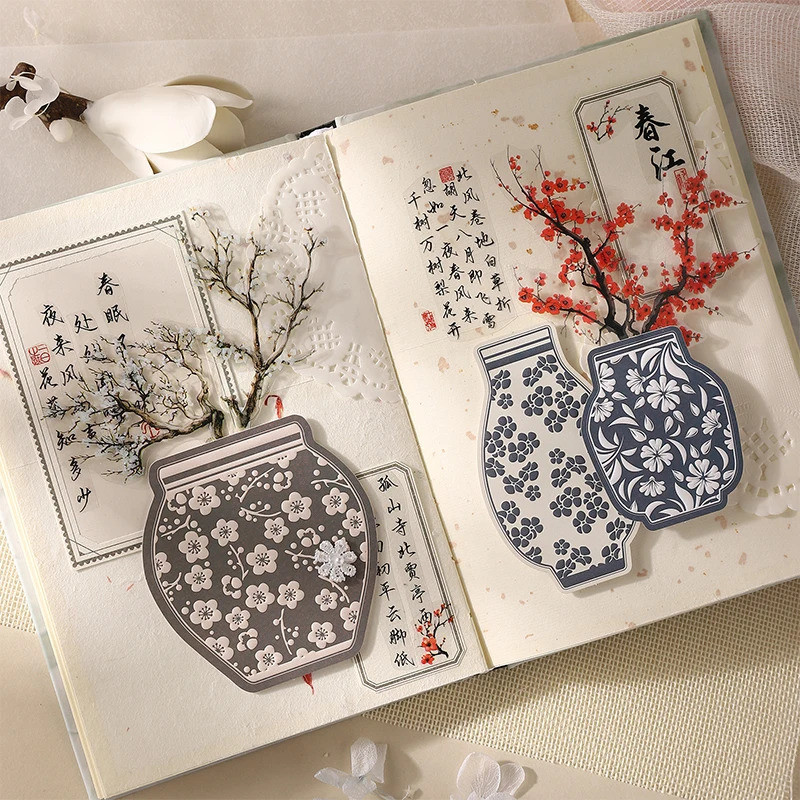 Journal GO 20pcs Creative นูน 3D ดอกไม้ขวดสติกเกอร์สําหรับ Collage Junk Journal สมุดภาพการ์ดหัตถกรรม