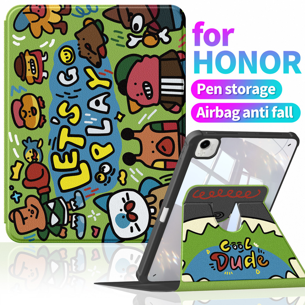 A1216药360 หมุนกรณี Honor Pad 10/PAD 9/PAD X9aขาตั้งแนวตั้งอะคริลิคใสฮาร์ดปกหลังปลอกกันกระแทกสําหรับ 