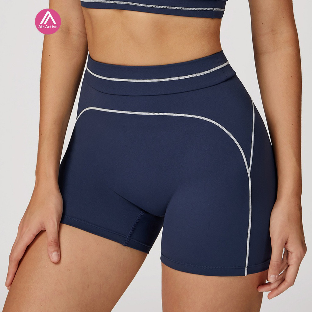 กางเกงกีฬา AirActive สีคอนทราสต์แพทเวิร์ก เอวสูง สำหรับพิลาทิสโยคะฟิตเนส