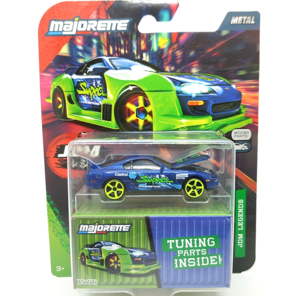 Majorette JDM Legends Tune Ups Toyota Supra JZA80 สีน้ําเงินเข้ม 1:60 3" ในแพ็คเกจ
