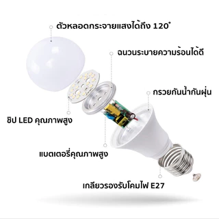 หลอดไฟ LED E27 3W 5W 7W 9W 13W 15W 18W 24W หลอดกลม แสงขาว 6500K/แสงวอร์มไวท์ 3000K ใช้ไฟบ้าน 220V แสงนวลตา ประหยัดพล