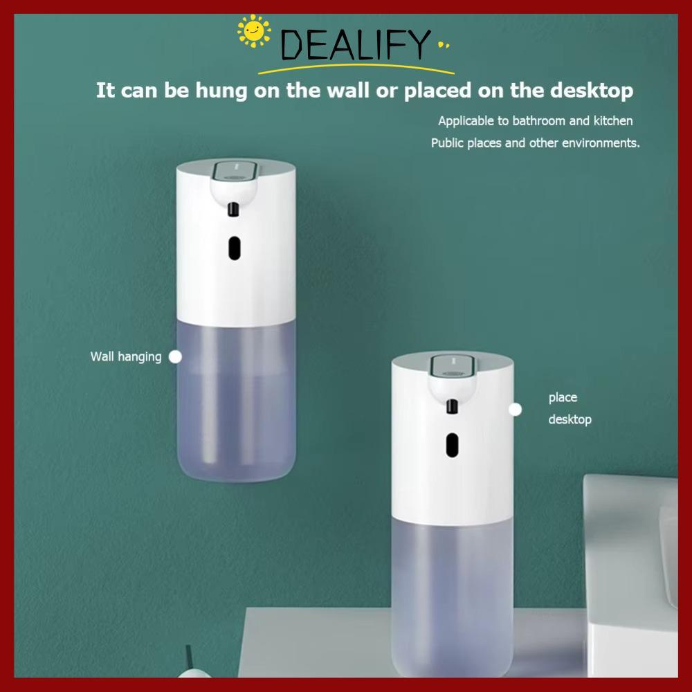 จัดส่งจากประเทศไทยเครื่องจ่ายสบู่เหลวโฟมDEALIFY, เครื่องจ่ายสบู่เหลวอัจฉริยะแบบพกพา 400 มล., ปั๊มสบู่โฟมเหลวอัตโนมัติความจุขนาดใหญ่