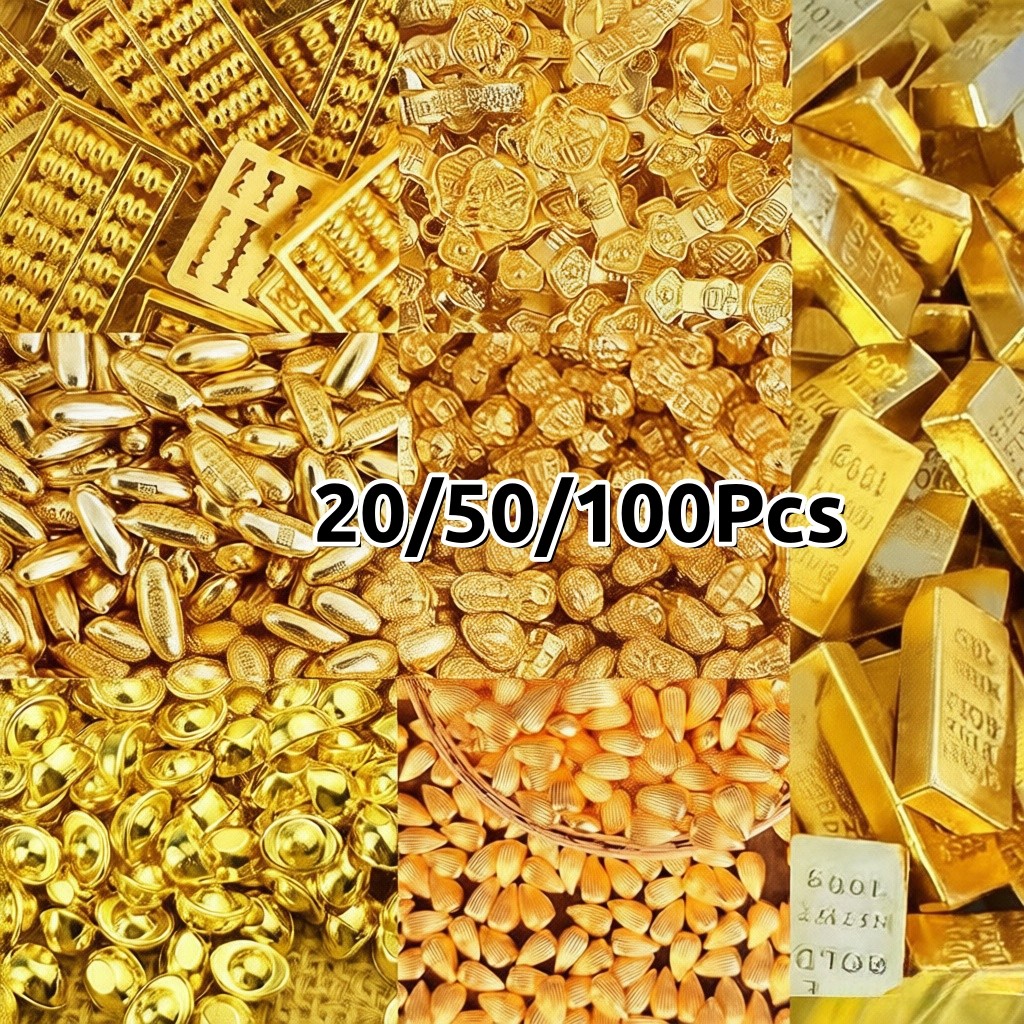 20/50/100PCS Glossy Solid Mini Yuanbao Treasure อ่างล้างหน้าเครื่องประดับโลหะงานศิลปะสําหรับ Home Desktop ตกแต่ง