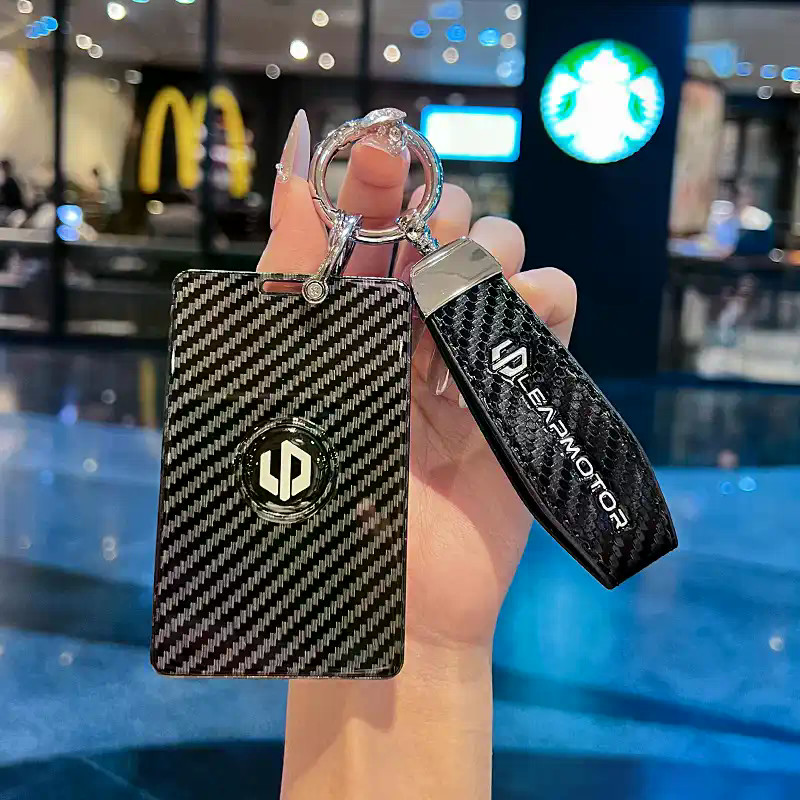 เหมาะสําหรับ LEAPMOTOR C10 Card Car Key Cover LEAPMOTOR C16 C11 c10 NFC Key Box รูปแบบคาร์บอนไฟเบอร์