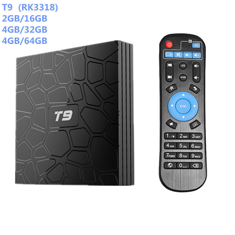 T9 RK3318 ชุดกล่องด้านบน 4G/32G Android 9.0 usb3.0 4k HD Player Dual Band Bluetooth