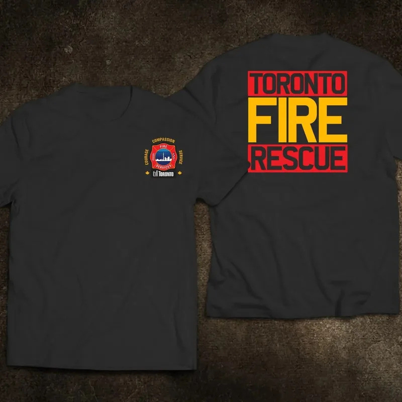 韩国 2026Toronto Canada Firefinger Fire Department Fire Rescue เสื้อยืดผ้าฝ้าย 100% O-คอแขนสั้นลําลองบ