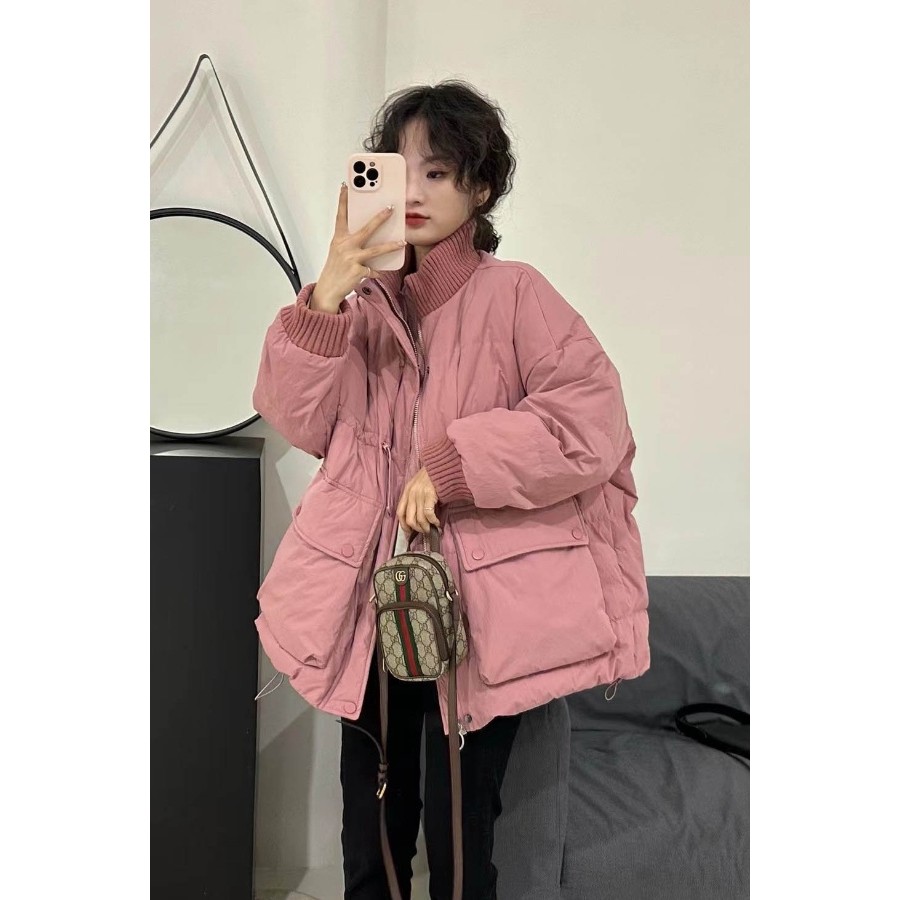 แจ็คเก็ตผู้หญิงสไตล์เกาหลี คอปกหลวม แบบกลางความยาว กระเป๋าขนาดใหญ่ สไตล์ใหม่ WCO2