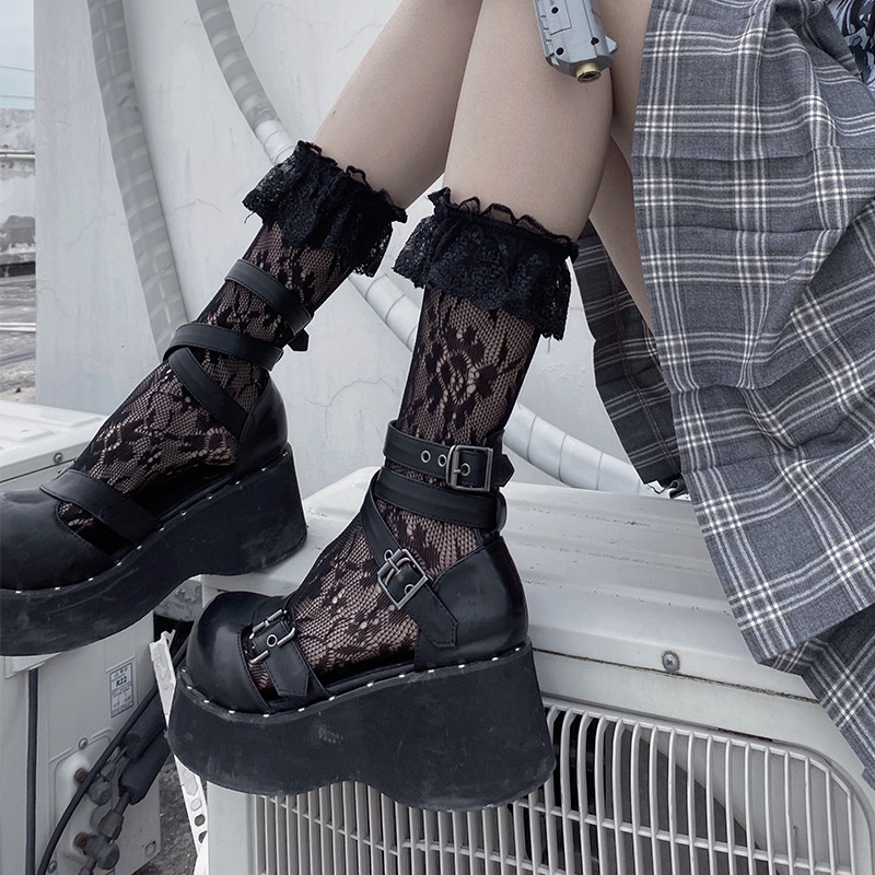 ถุงเท้าลายลูกไม้ต้นขานุ่ม สไตล์โลลิต้า สวมใส่ได้ทุกวัน และเหมาะสมสำหรับผู้หญิง - รูปที่ 5