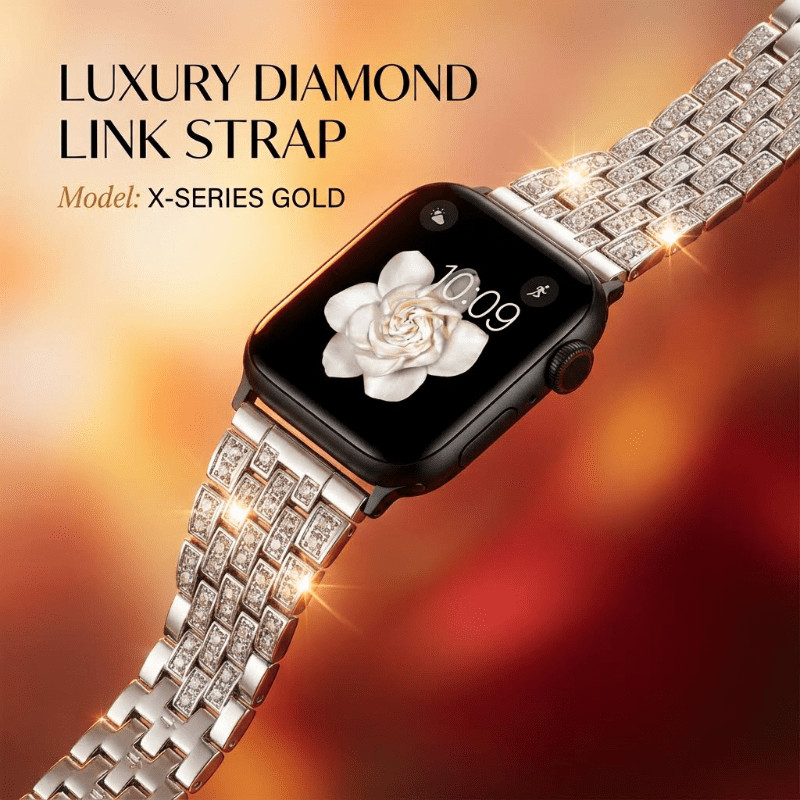 Soft Diamond Apple Watch Band - Rhinestone Sparkle Glitter Strap ใช้งานร่วมกับ Apple Watch Series 8/