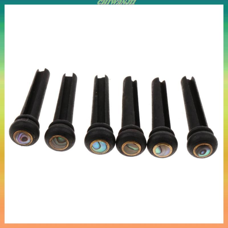 [เท่าไหร่1] 6x Abalone Dot Guitar Bridge End Pin Ebony & Large Green สําหรับกีตาร์โปร่ง