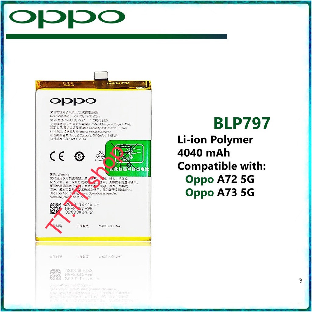แบตเตอรี่ Oppo A72 5G / Oppo A73 5G BLP797 4040mAh ประกัน 3 เดือน