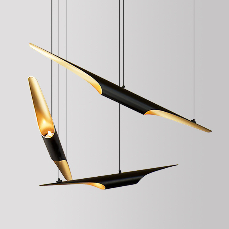 Italian Minimalist Bar Pendant Light Nordic Creative Restaurant Long Tube Cylindrical Small Pendant 