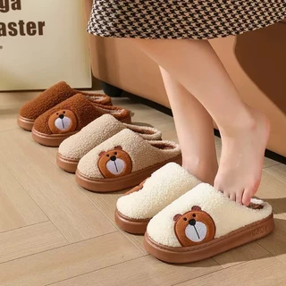 SY SHOP899 รองเท้าใส่ในบ้าน รองเท้ากำมะหยี่ สลิปเปอร์ (ลายหมี) สไตล์เกาหลี NO.T815 แนะนำเพิ่ม2ไซส์
