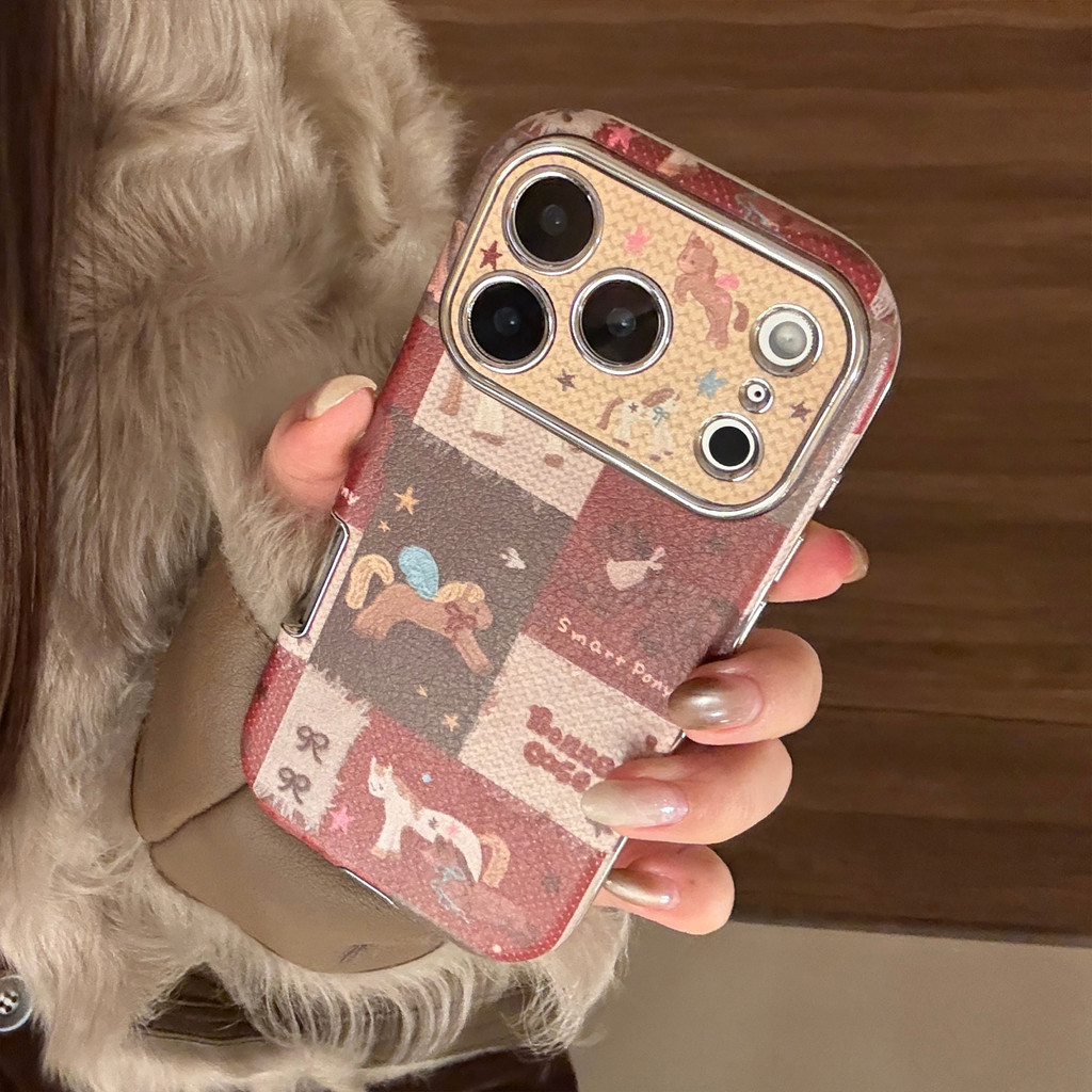 การ์ตูนปีใหม่รูปแบบม้าเคลือบด้วยไฟฟ้าเงิน TPU กรอบสําหรับ iphone 11 12 13 14 15 16 17 pro max กรณี - รูปที่ 6