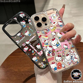 เคสสำหรับไอโฟน17 มารุ่นใหม่ แมวเคธีน่ารัก เคสมือถือใสนิ่มกลิตเตอร์วาว For IPhone16 15 14 11 12 13Pro Max XR XS 6/7/8Plus