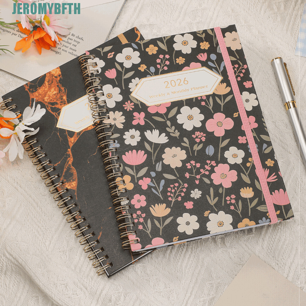 JEROMYBF Spiral Organizer with Calendar Notes, Coil Notebook Portable A5 Weekly Planer, เครื่องเขียน