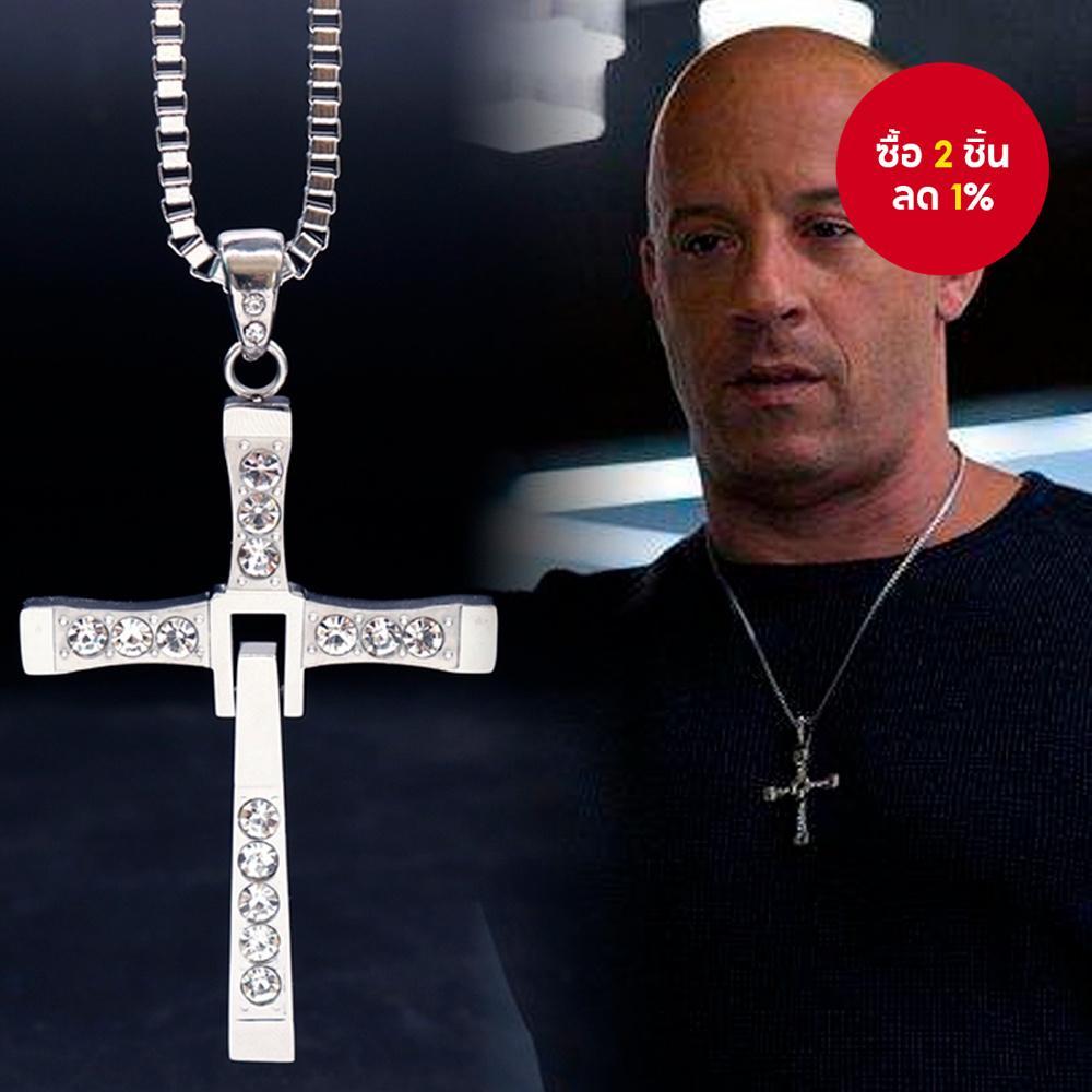 Fast & Furious สไตล์สร้อยคอจี้ไม้กางเขนสําหรับผู้ชายโลหะผสมเพชร Accents ของขวัญสร้างสรรค์
